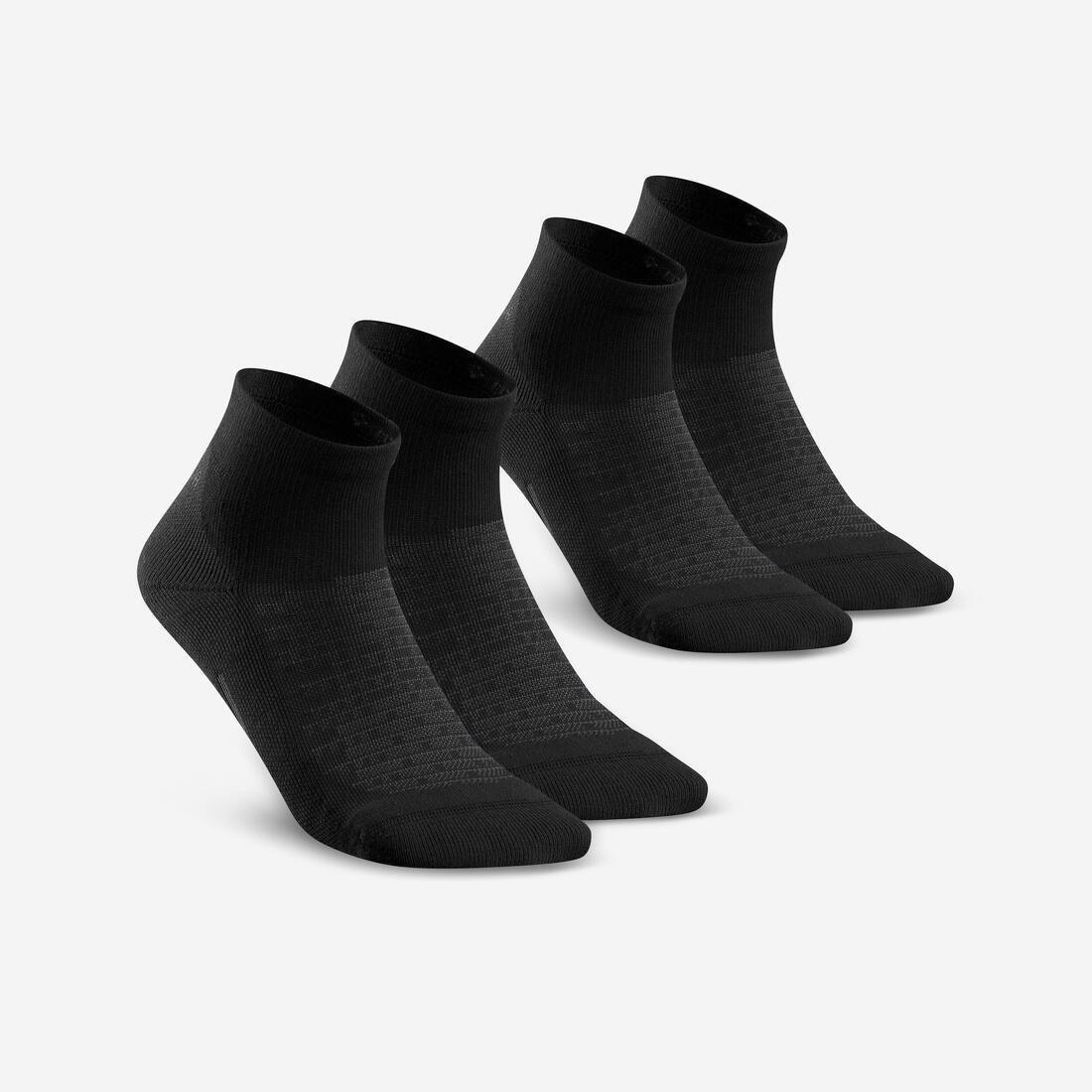 Adult Mid-Height Hiking Socks - 2 Pairs - Hike 100, Yellow, No Color, medium