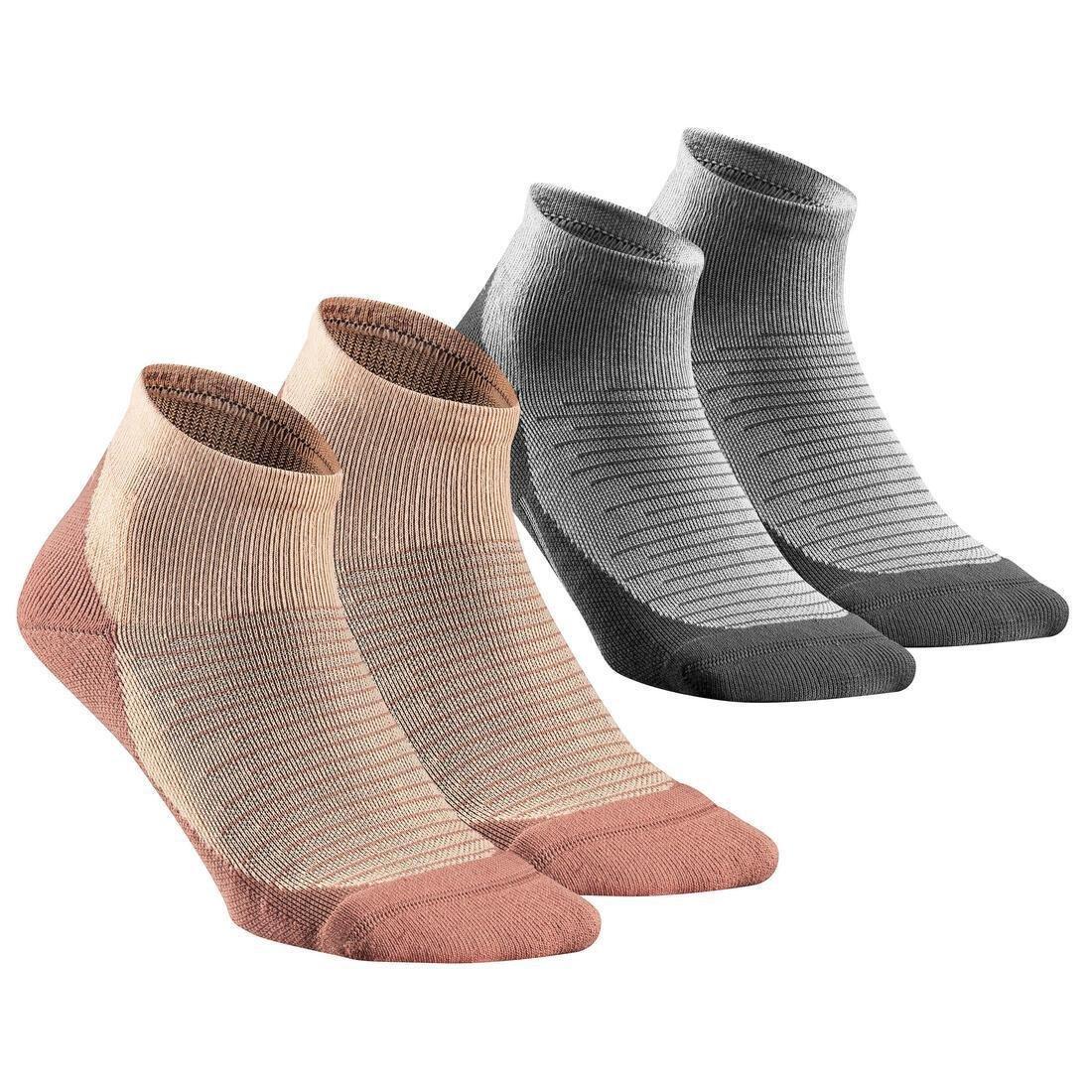 Adult Mid-Height Hiking Socks - 2 Pairs - Hike 100, Yellow, No Color, large image number 3