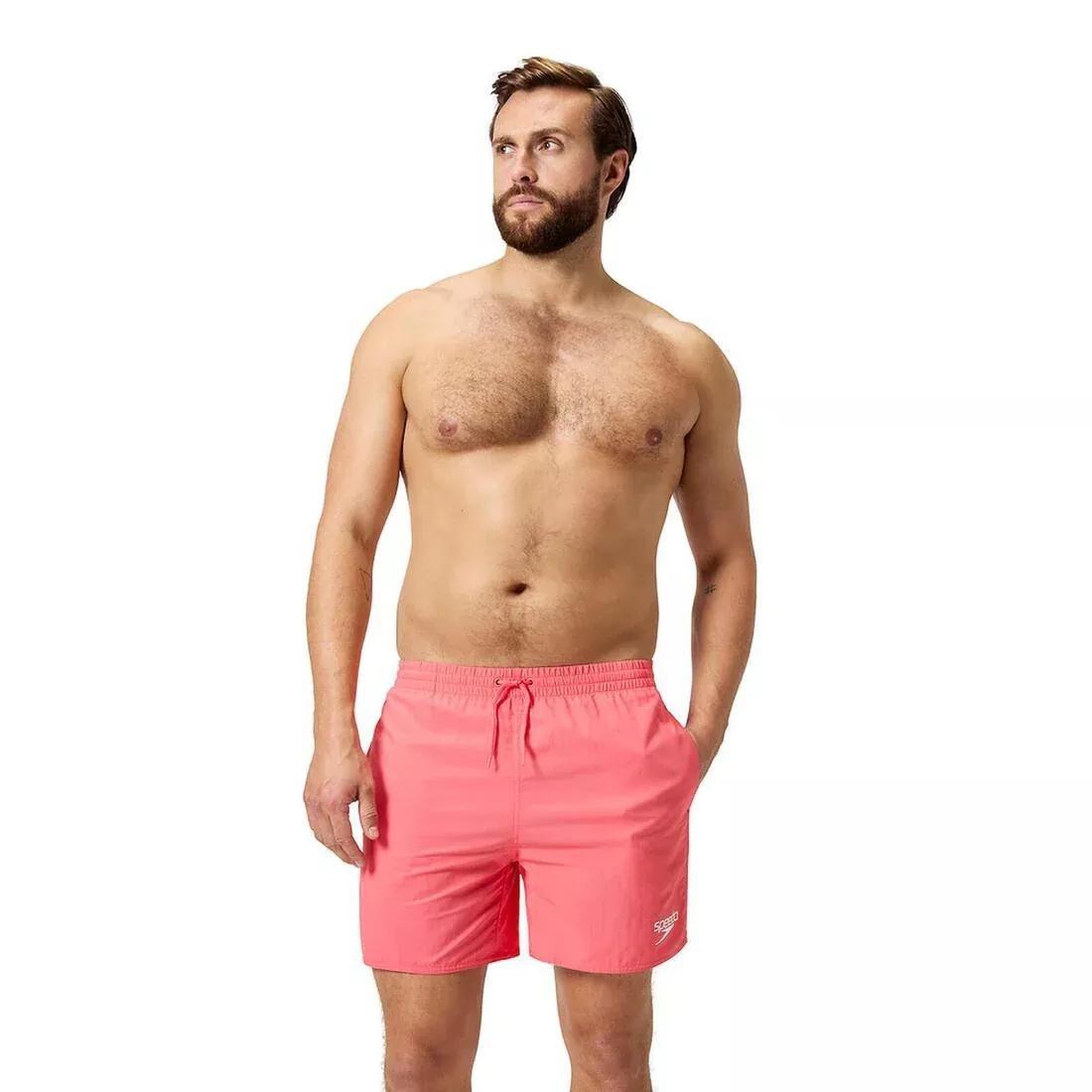Men's Essential Swimming Shorts, Pink, No Color, medium
