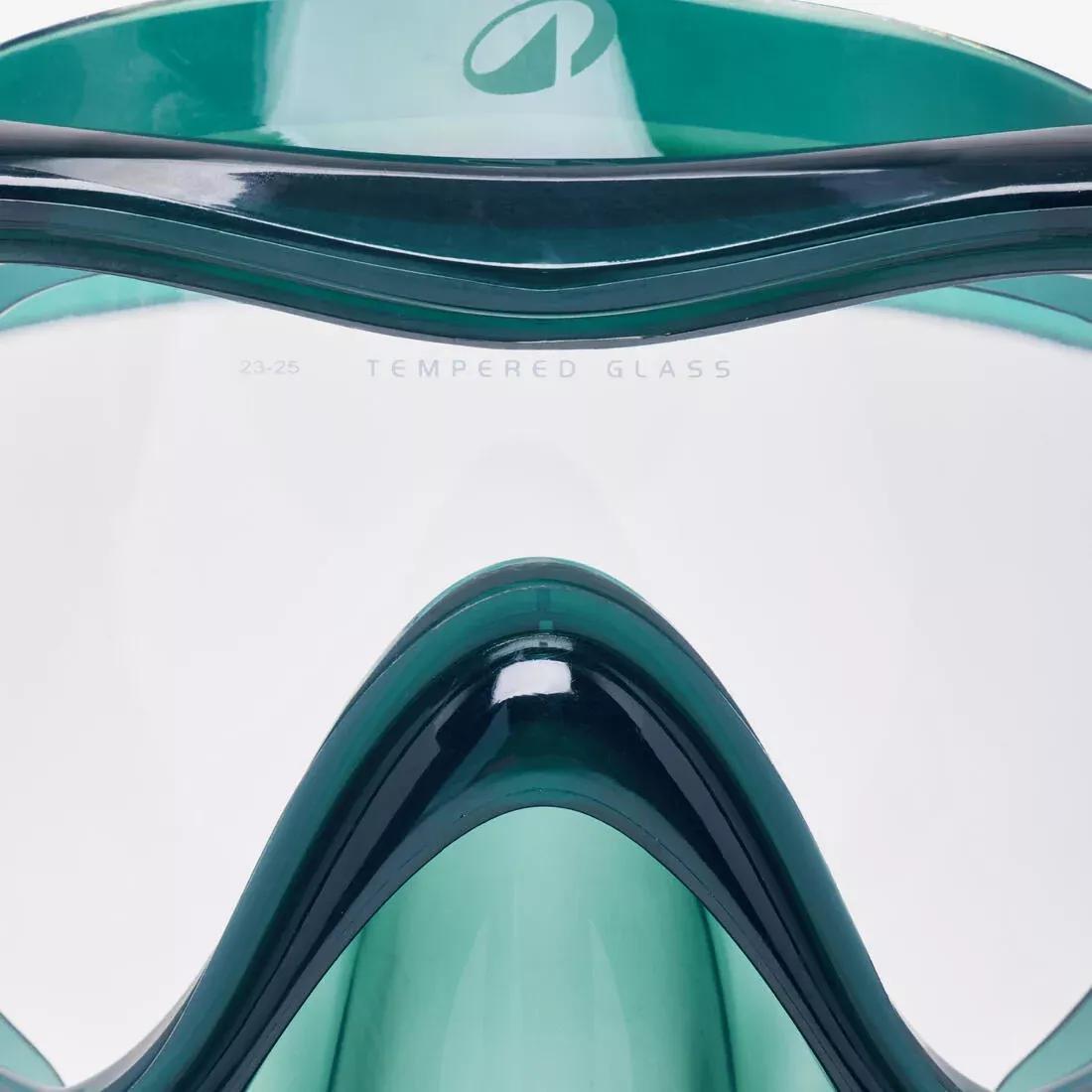 Adults Snorkelling Comfort Anti-Fog Mask Dry Top Snorkel Set - 100, Green, No Color, large image number 7