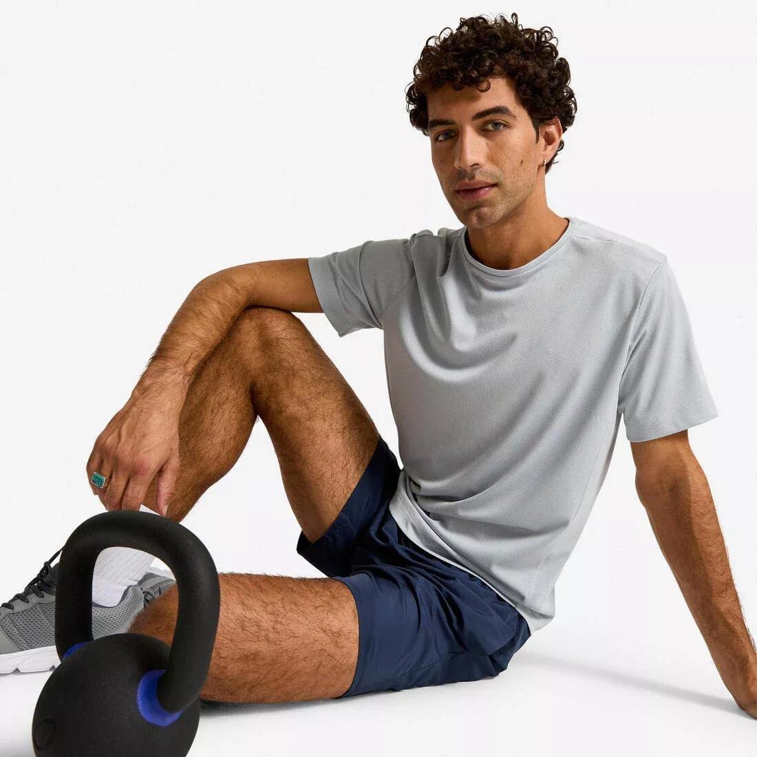 Men Fitness Short-Sleeved T-Shirt - Grey, Grey, No Color, large image number 4