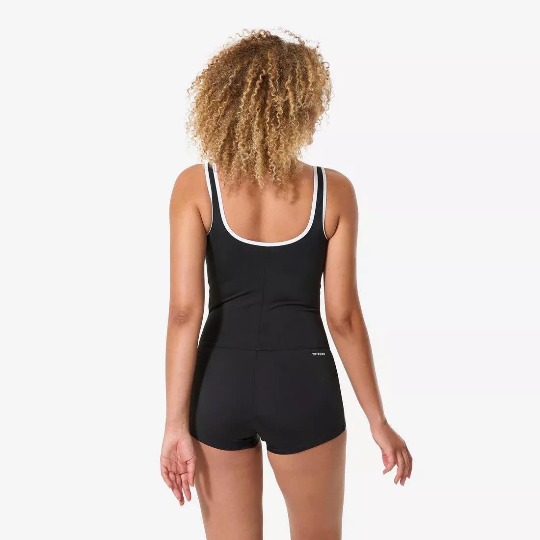 Women 1 - piece swimsuit with shorty bottoms - Heva black zip, Beige, No Color, large image number 2