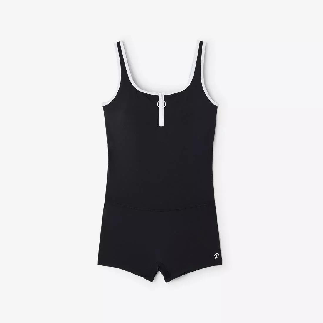 Women 1 - piece swimsuit with shorty bottoms - Heva black zip, Beige, No Color, large image number 6