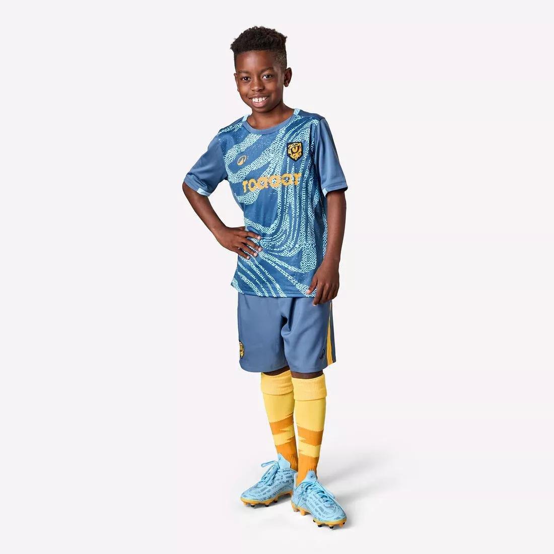 Kids Short-Sleeved Football Shirt - Viralto Roarrr Rhino Stripey, Blue, No Color, large image number 9