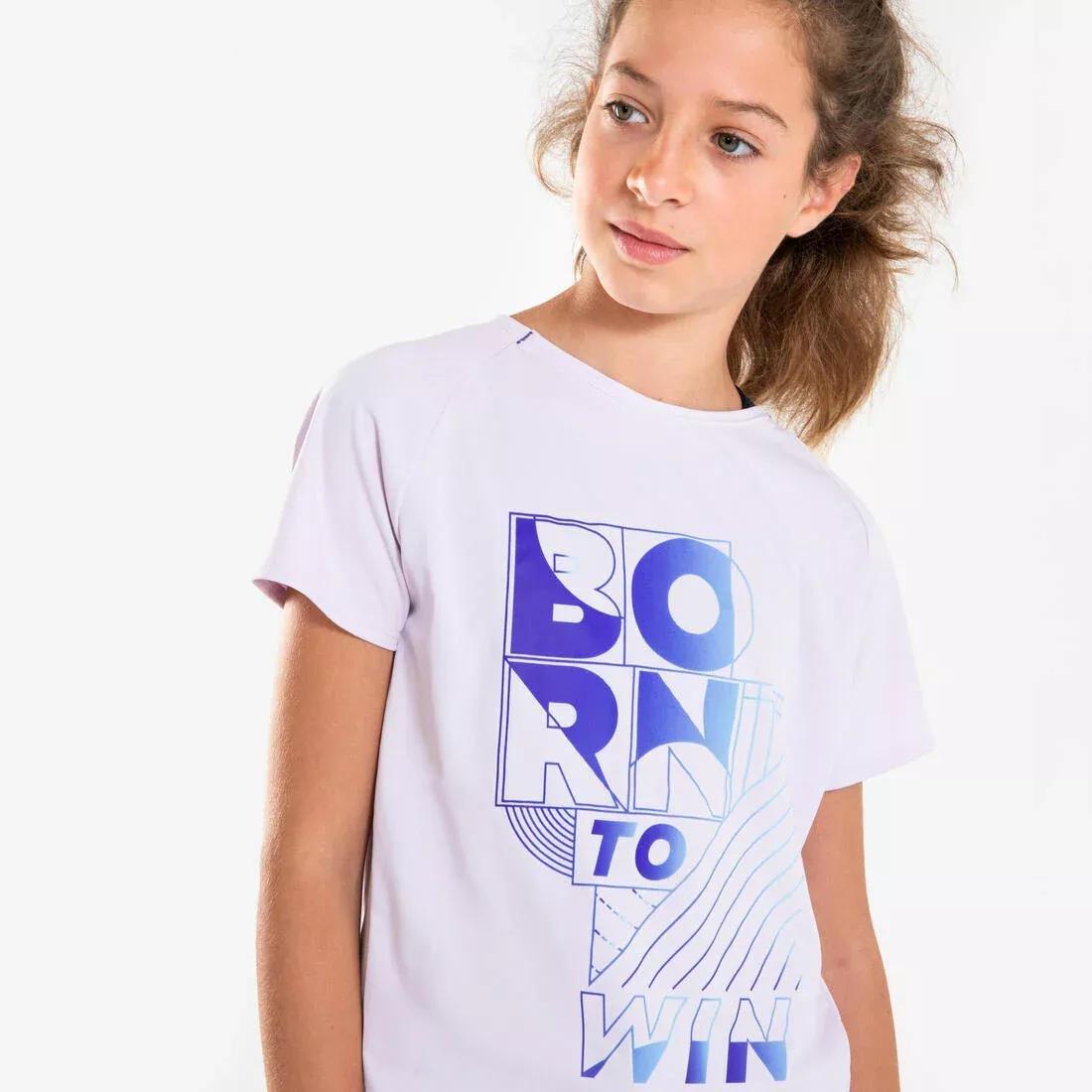Kids Girls KIPRUN DRY+ 500 breathable running T-shirt - pastel lilac, Purple, No Color, large image number 1