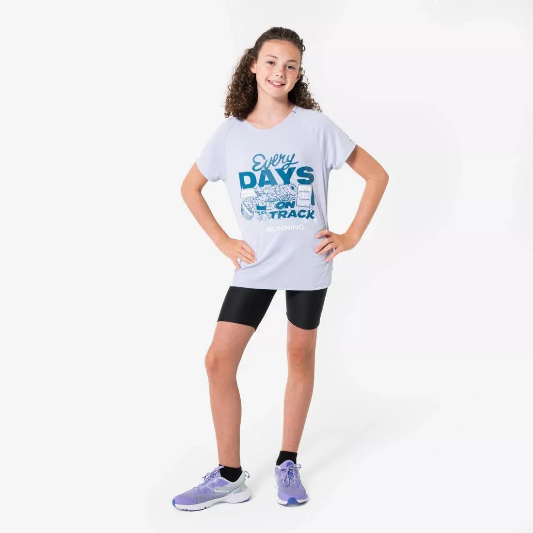 Kids Girls KIPRUN DRY+ 500 breathable running T-shirt - pastel lilac, Purple, No Color, large image number 2