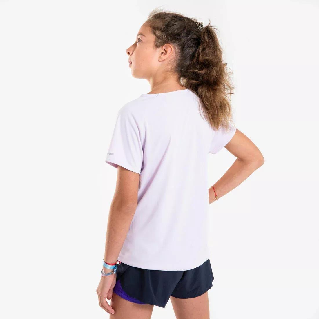 Kids Girls KIPRUN DRY+ 500 breathable running T-shirt - pastel lilac, Purple, No Color, large image number 5