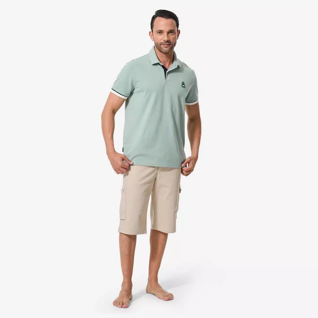 Men Short-Sleeved Sailor Polo Shirt Sailing 100, Blue, No Color, medium