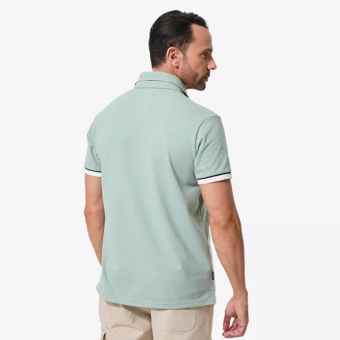 Men Short-Sleeved Sailor Polo Shirt Sailing 100, Blue, No Color, medium