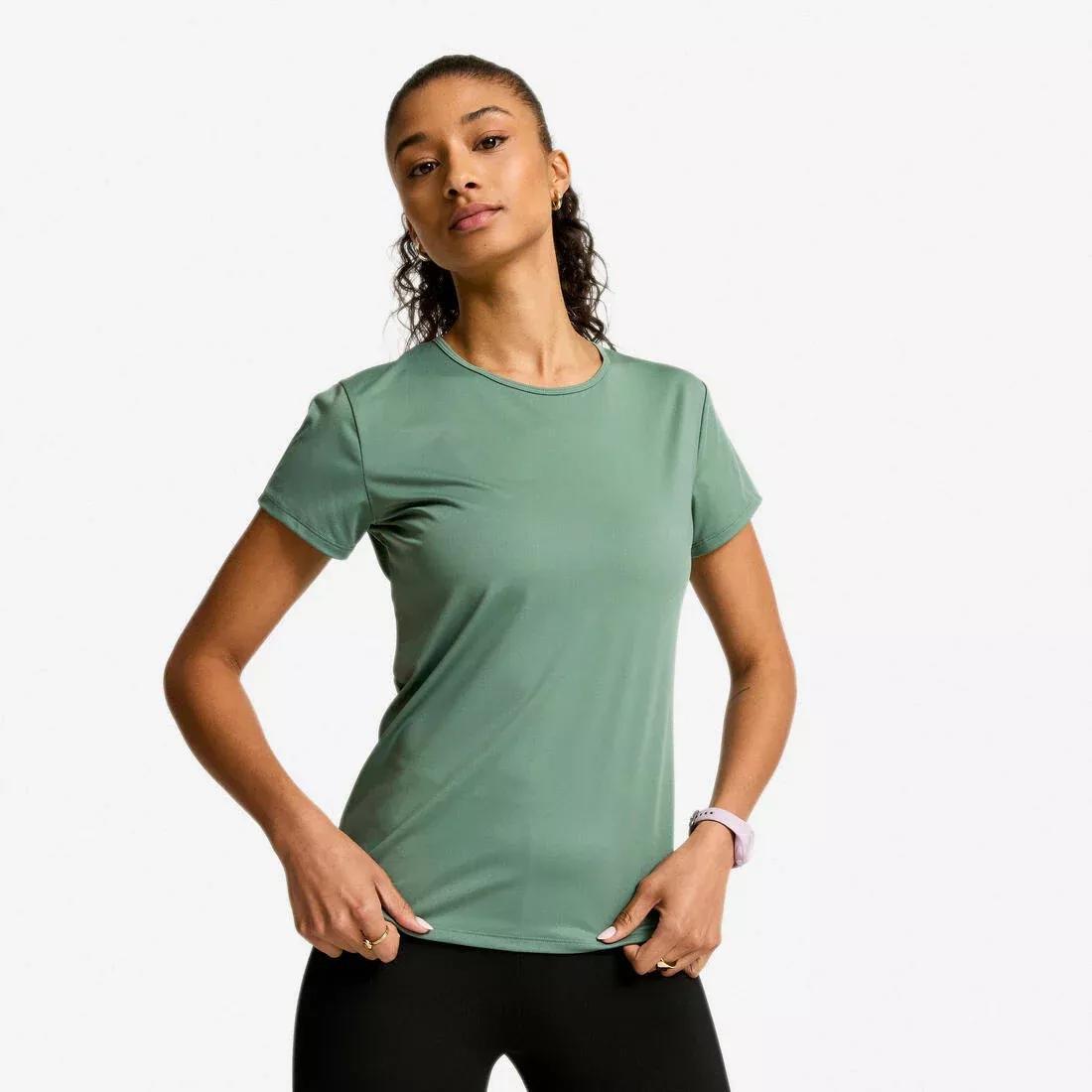 Women Short-Sleeved Cardio Fitness T-Shirt, Black, No Color, large image number 0