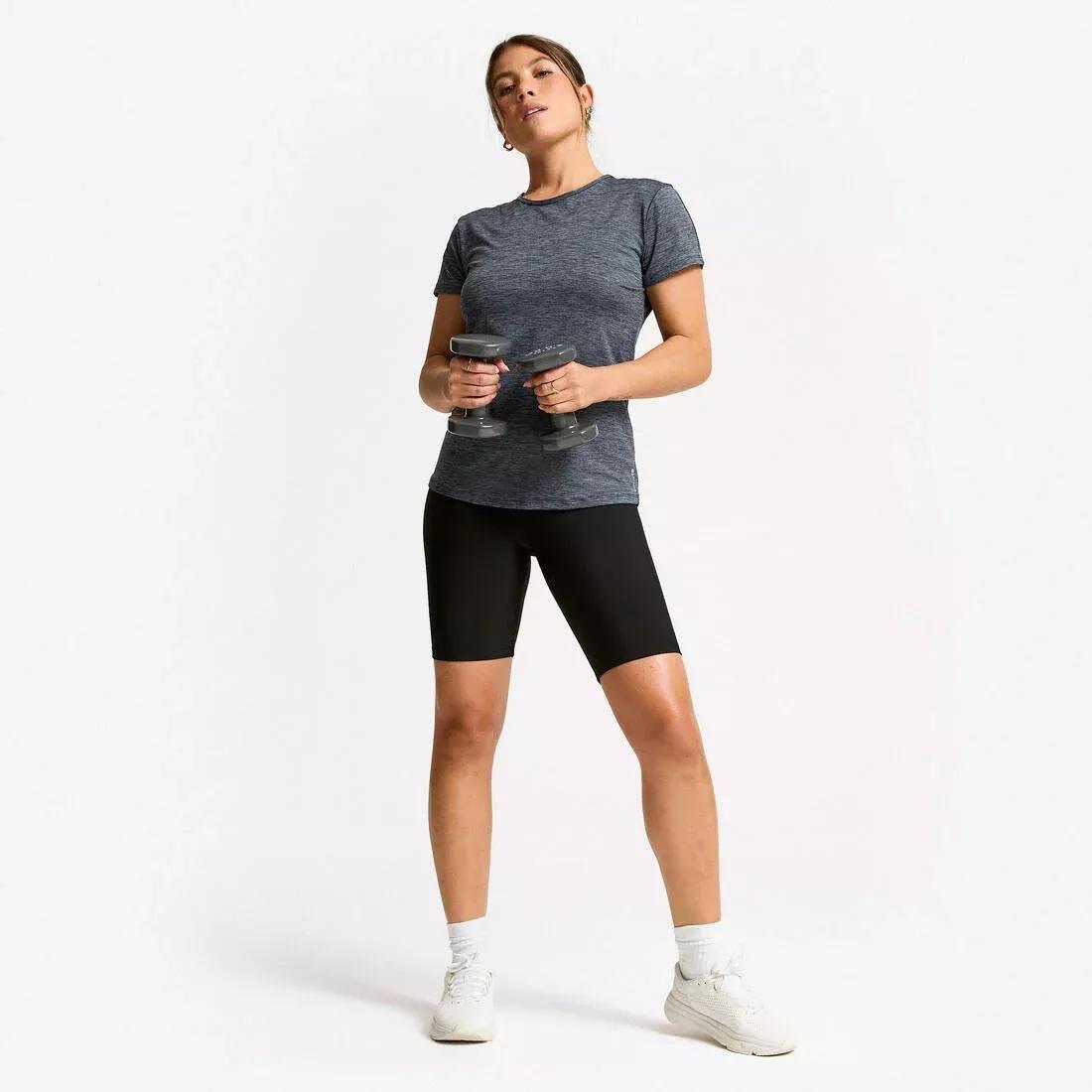 Women Short-Sleeved Cardio Fitness T-Shirt, Black, No Color, large image number 8