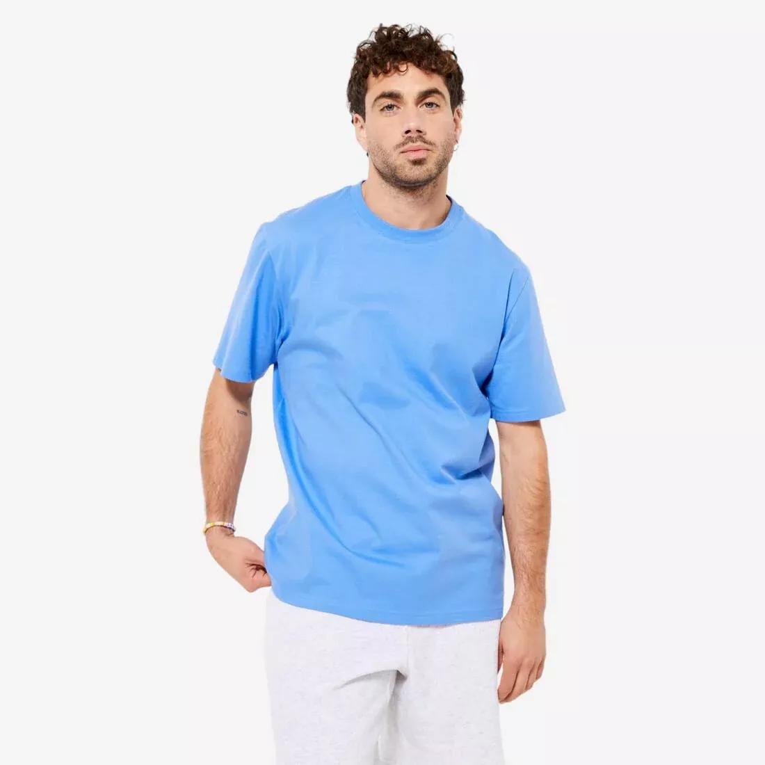 Men Short-Sleeved Crew-Neck Fitness T-Shirt, Green, No Color, large image number 1