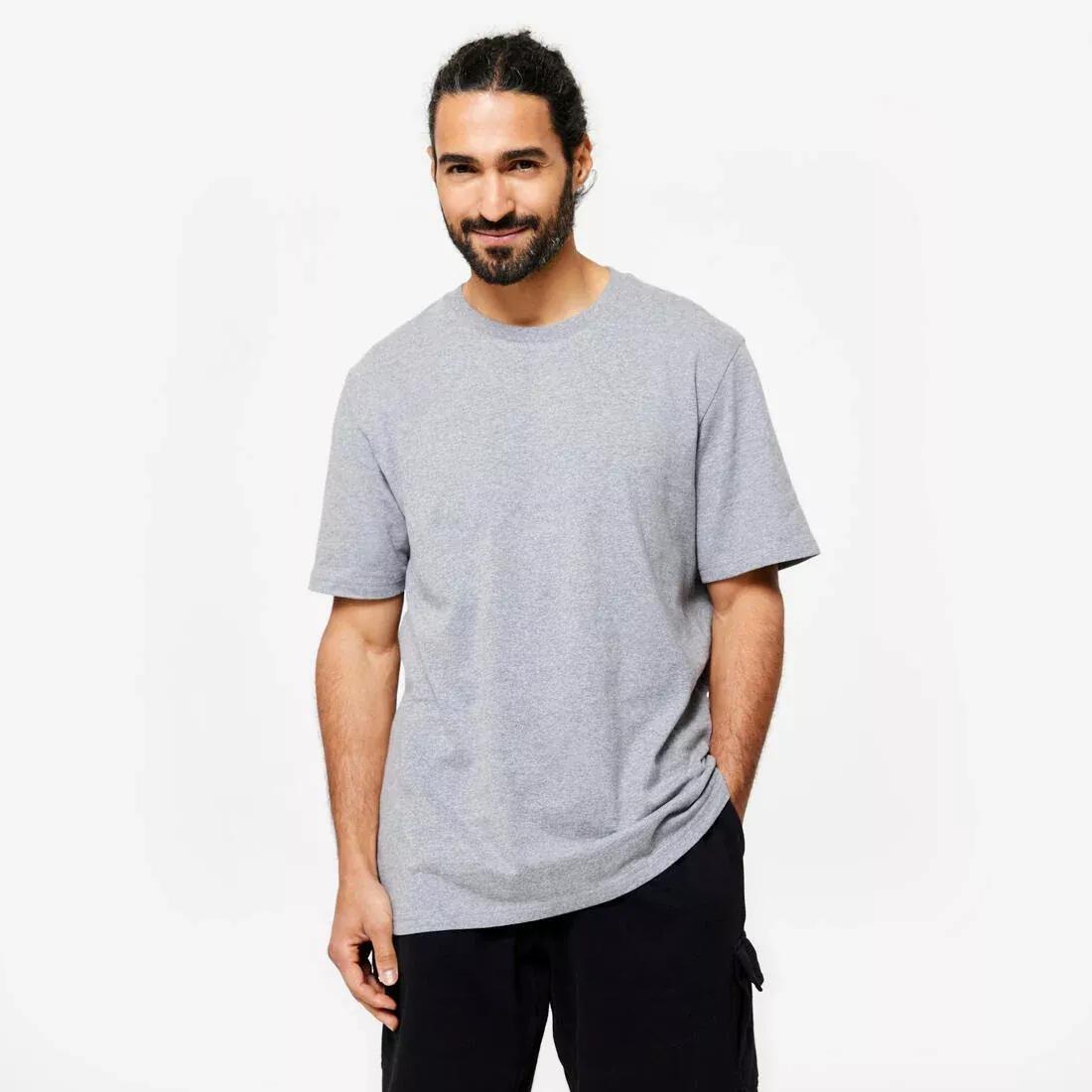 Men Short-Sleeved Crew-Neck Fitness T-Shirt, Pink, No Color, large image number 2