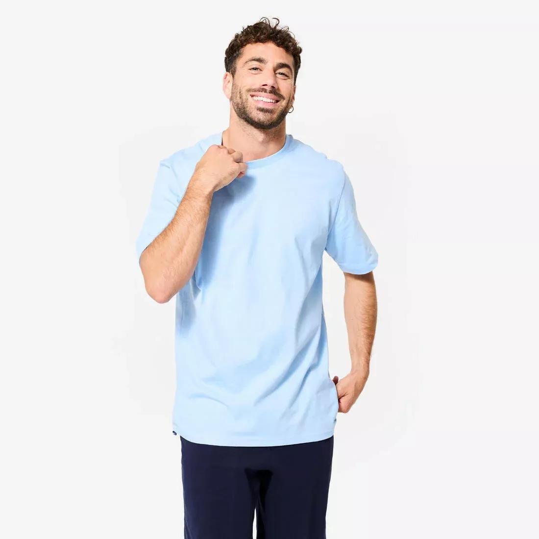 Men Short-Sleeved Crew-Neck Fitness T-Shirt, Pink, No Color, large image number 3