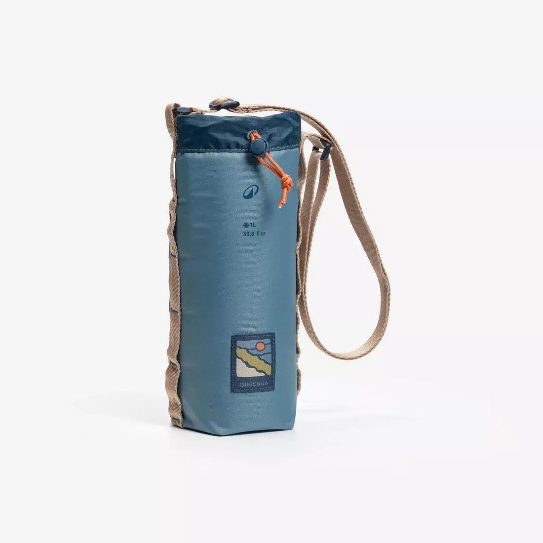 Isothermal cover for hiking flasks - up to 1 L - with shoulder strap and pocket, Khaki, No Color, large image number 0