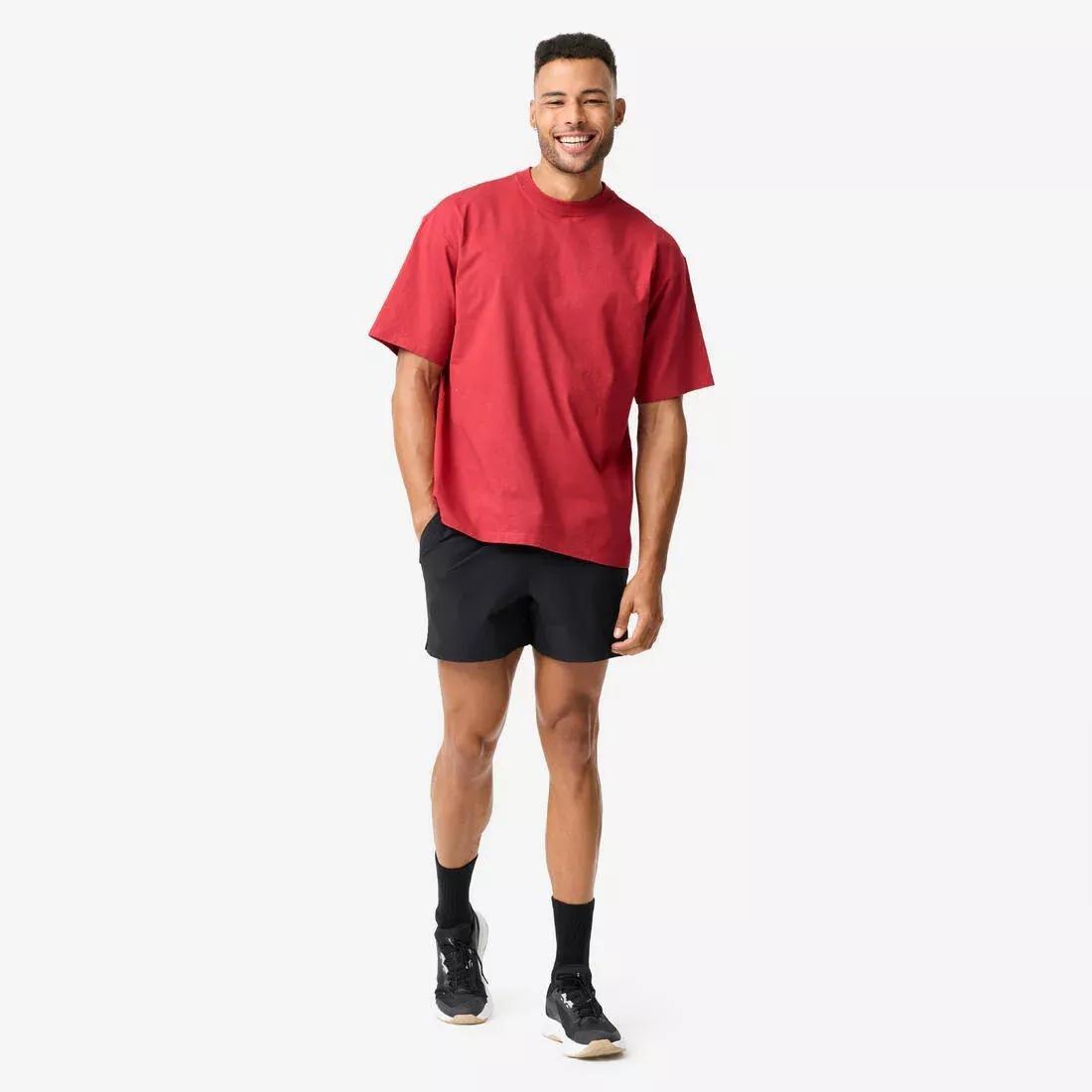Men Weight Training Loose T-Shirt, Red, No Color, large image number 2