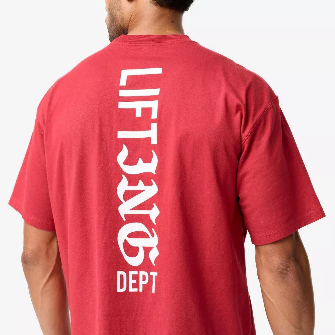 Men Weight Training Loose T-Shirt, Red, No Color, large image number 6