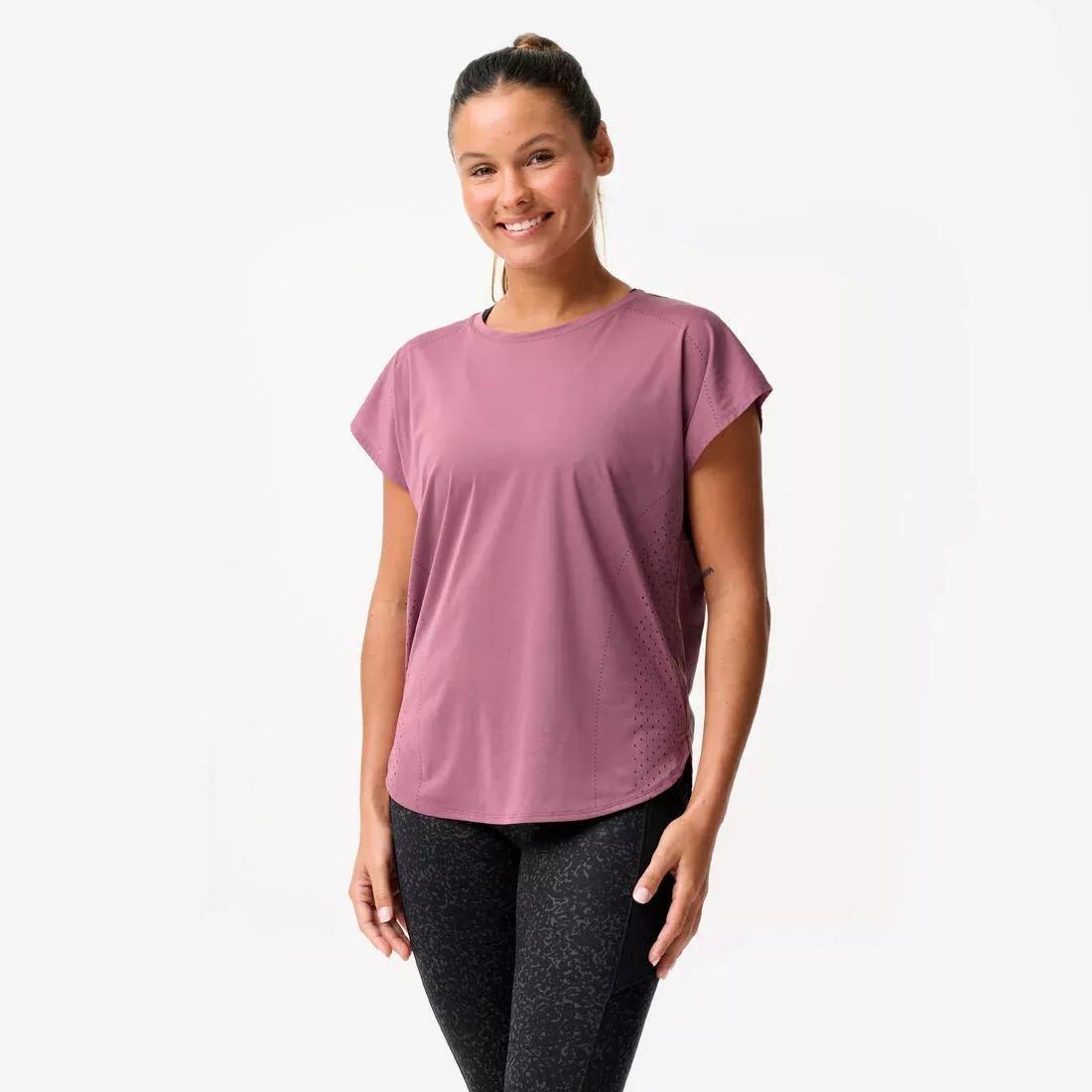 Women Loose-Fit Cardio Training T-Shirt, Purple, No Color, large image number 0