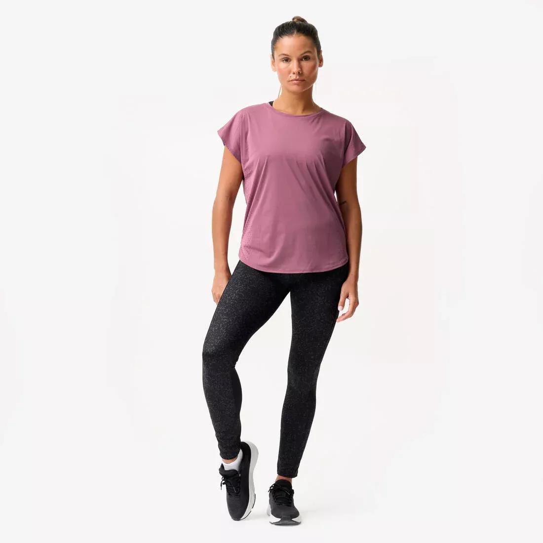 Women Loose-Fit Cardio Training T-Shirt, Purple, No Color, large image number 4