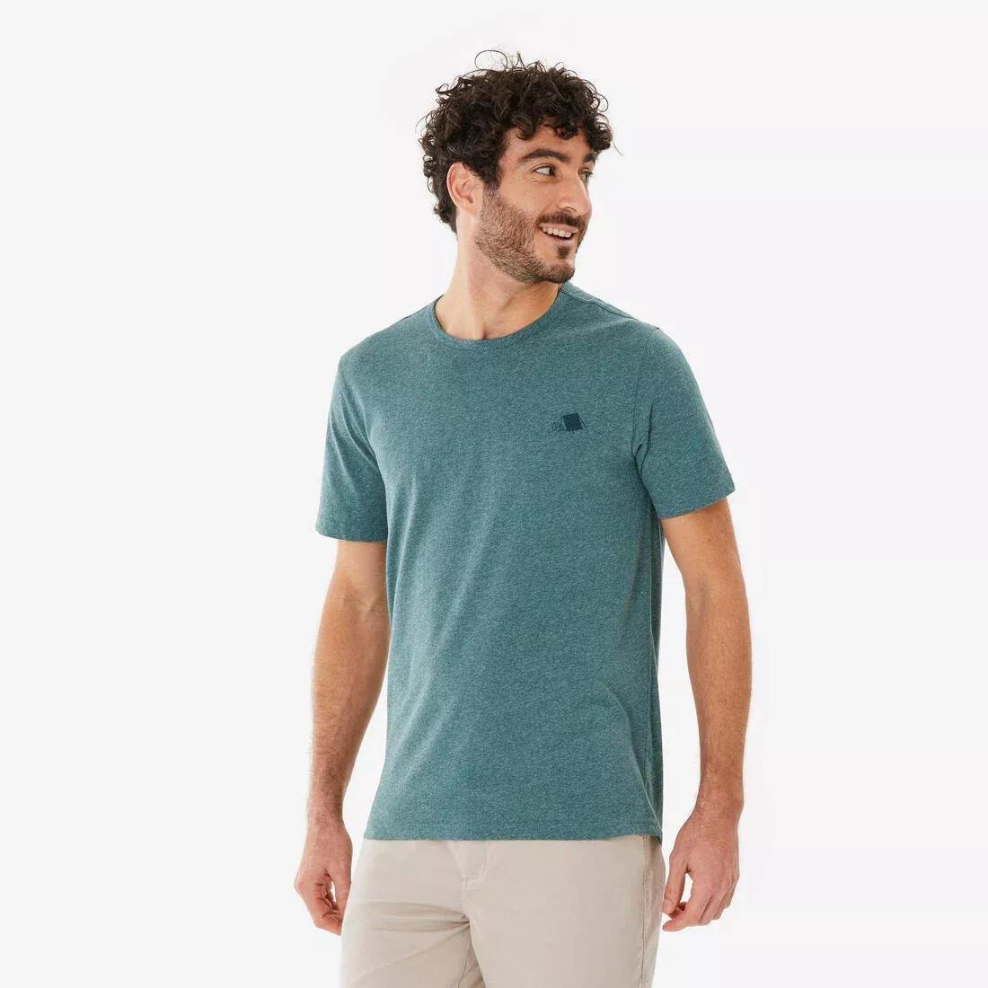 Men Short-Sleeved Hiking T-Shirt - NH100, Beige, No Color, medium
