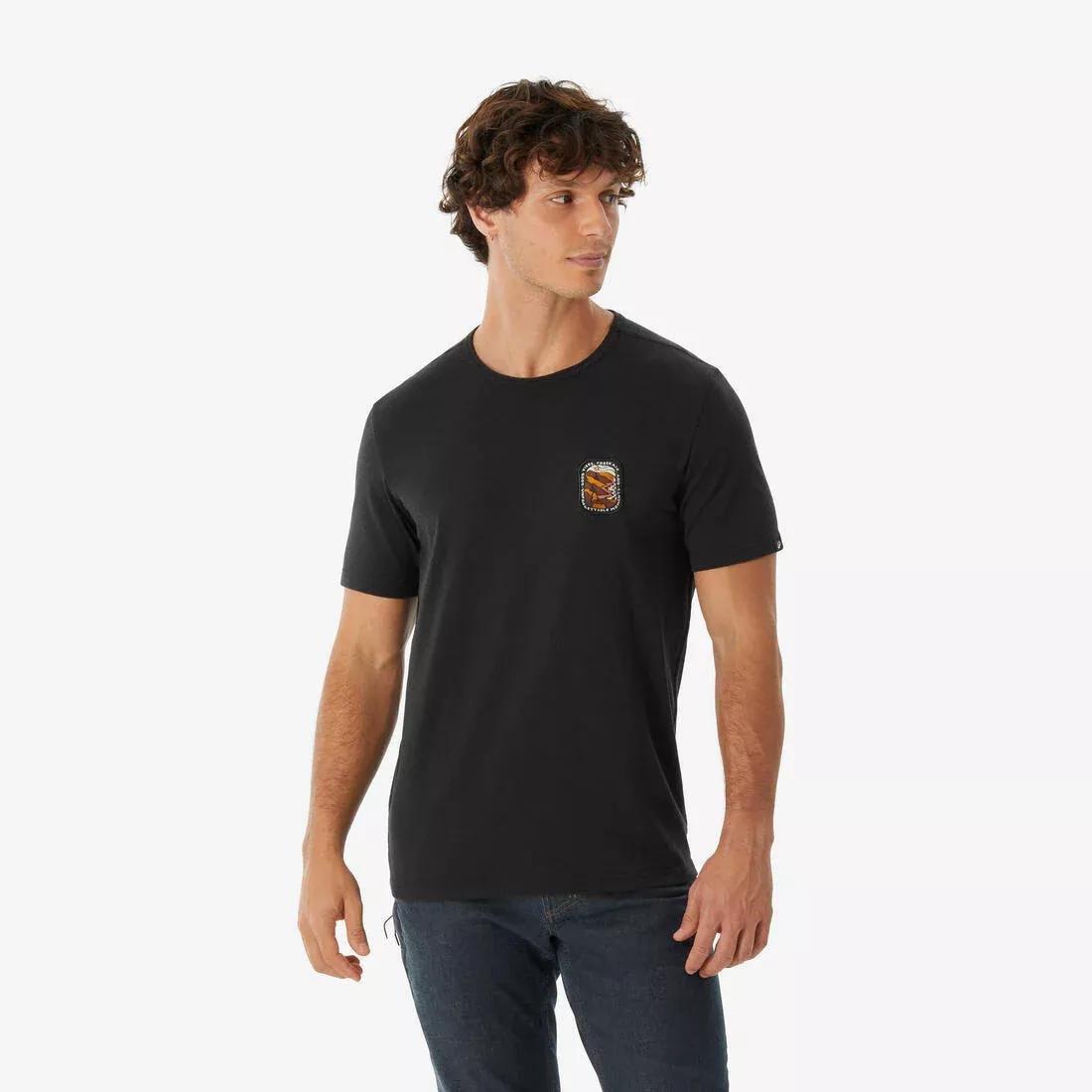 Men Short-Sleeved Hiking T-Shirt - NH100, Beige, No Color, large image number 3
