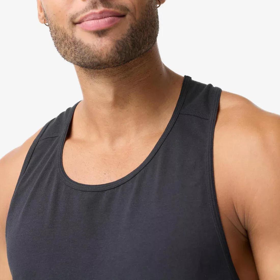 Men Weight Training Tank Top, Black, No Color, large image number 4