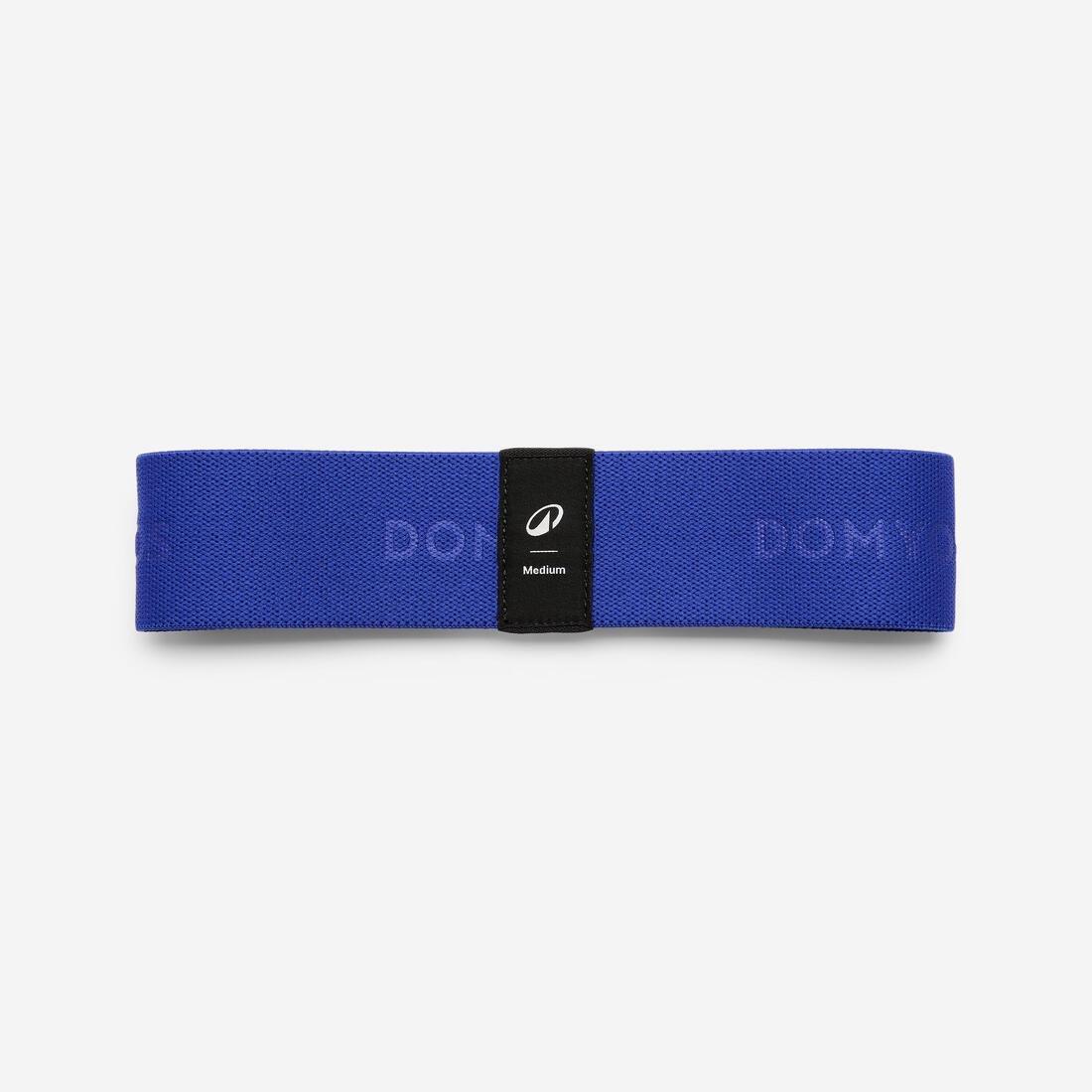 Fitness Medium-Resistance Fabric Band For Glutes, Navy, No Color, large image number 0