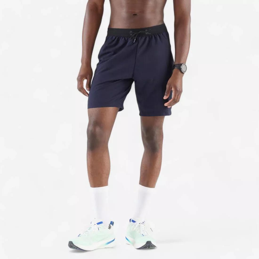 Men Running Shorts - KIPRUN Run 500 Dry, Blue, No Color, large image number 2