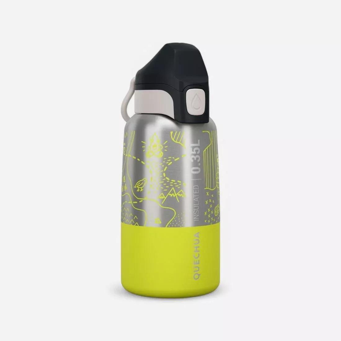 Kids 0.35 L stainless steel insulated flask with quick opening hiking cap, Pink, No Color, medium