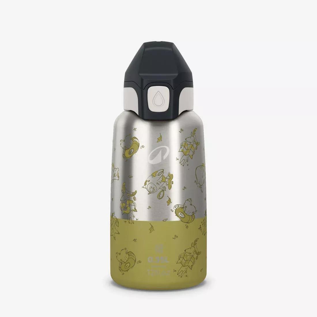 Kids 0.35 L stainless steel insulated flask with quick opening hiking cap, Pink, No Color, medium
