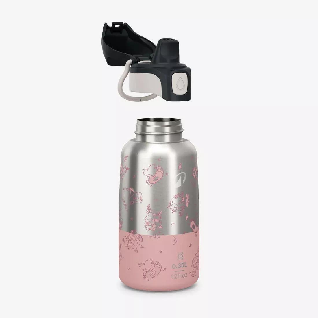 Kids 0.35 L stainless steel insulated flask with quick opening hiking cap, Pink, No Color, large image number 3