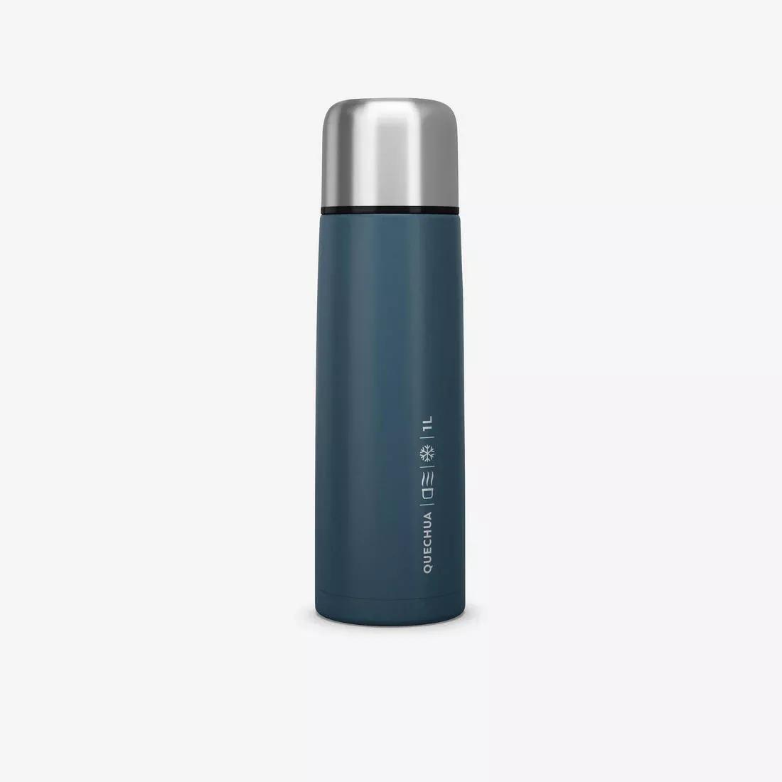 1 L stainless steel isothermal water bottle with cup for hiking, Green, No Color, large image number 0