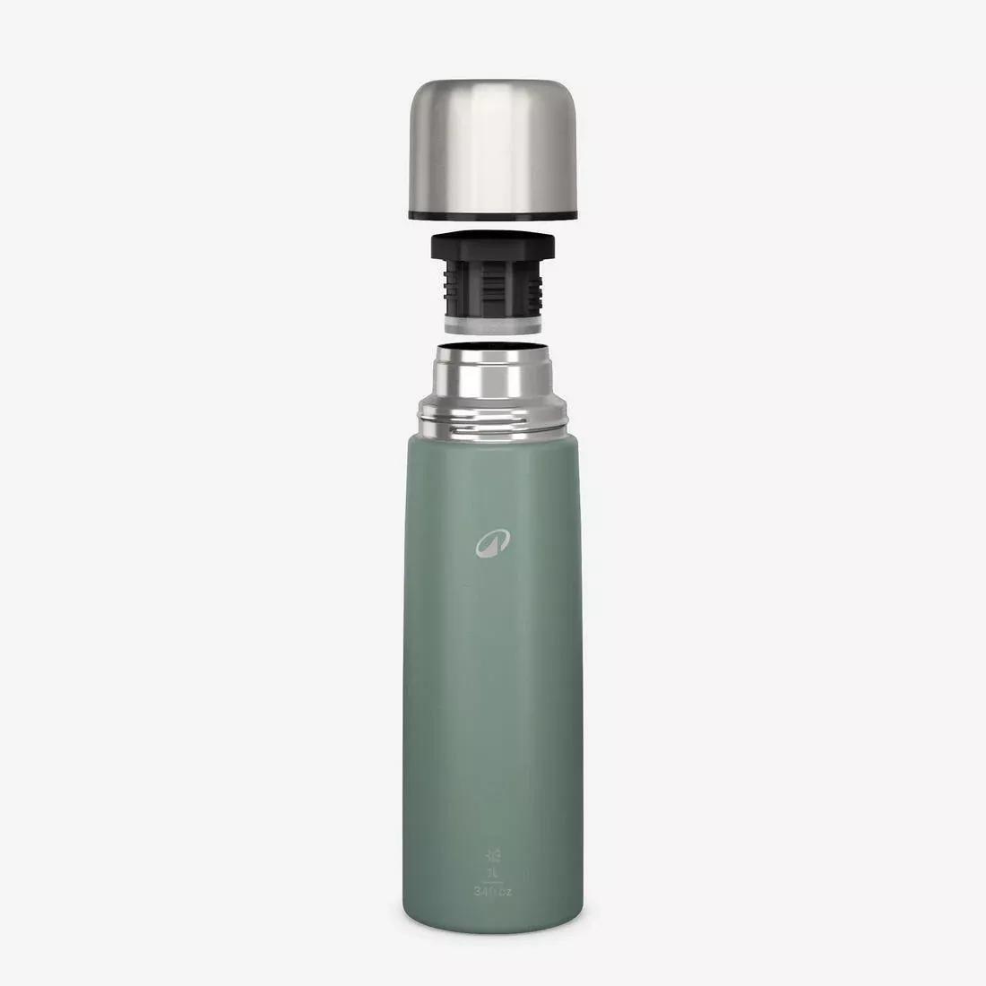 1 L stainless steel isothermal water bottle with cup for hiking, Green, No Color, large image number 5