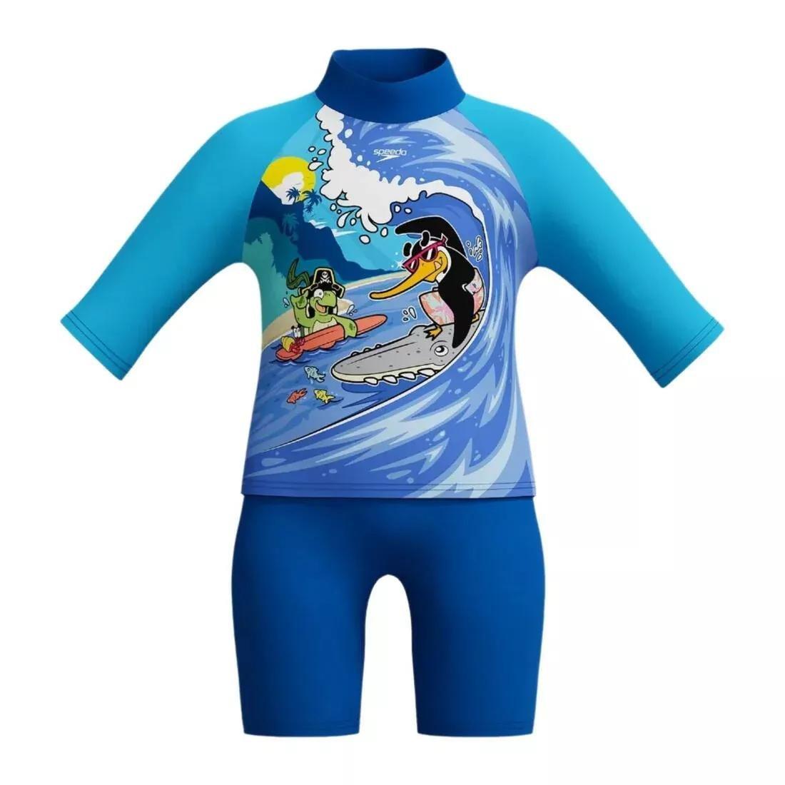 Boys' Learn to Swim Sun Protection Top & Short Blue, No Color, medium