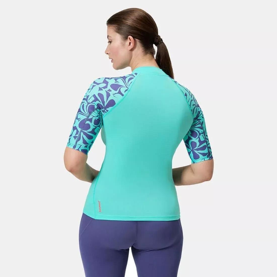 Womens Printed Short Sleeve Rash Top, No Color, large image number 2