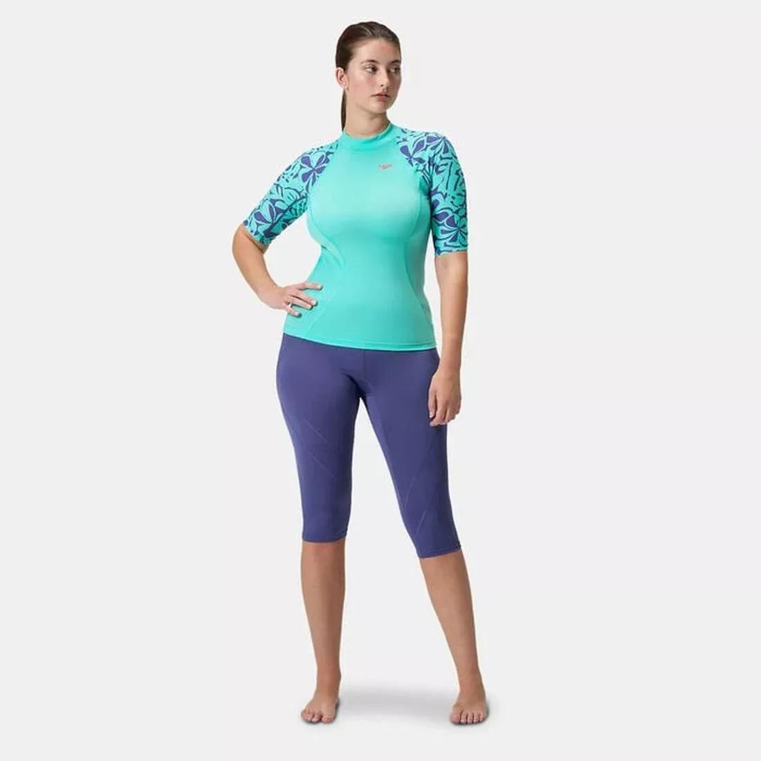 Womens Printed Short Sleeve Rash Top, No Color, large image number 4