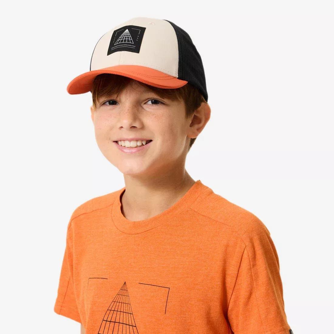 Kids Unisex Trucker Hiking Cap - MH100 - 7-15 Years, Beige, No Color, large image number 5