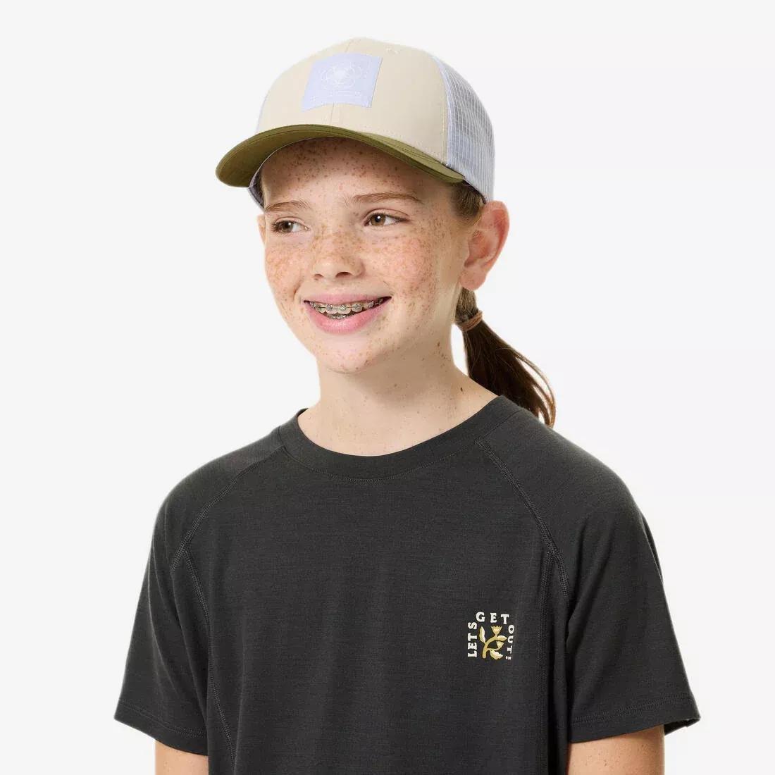 Kids Unisex Trucker Hiking Cap - MH100 - 7-15 Years, Beige, No Color, large image number 7