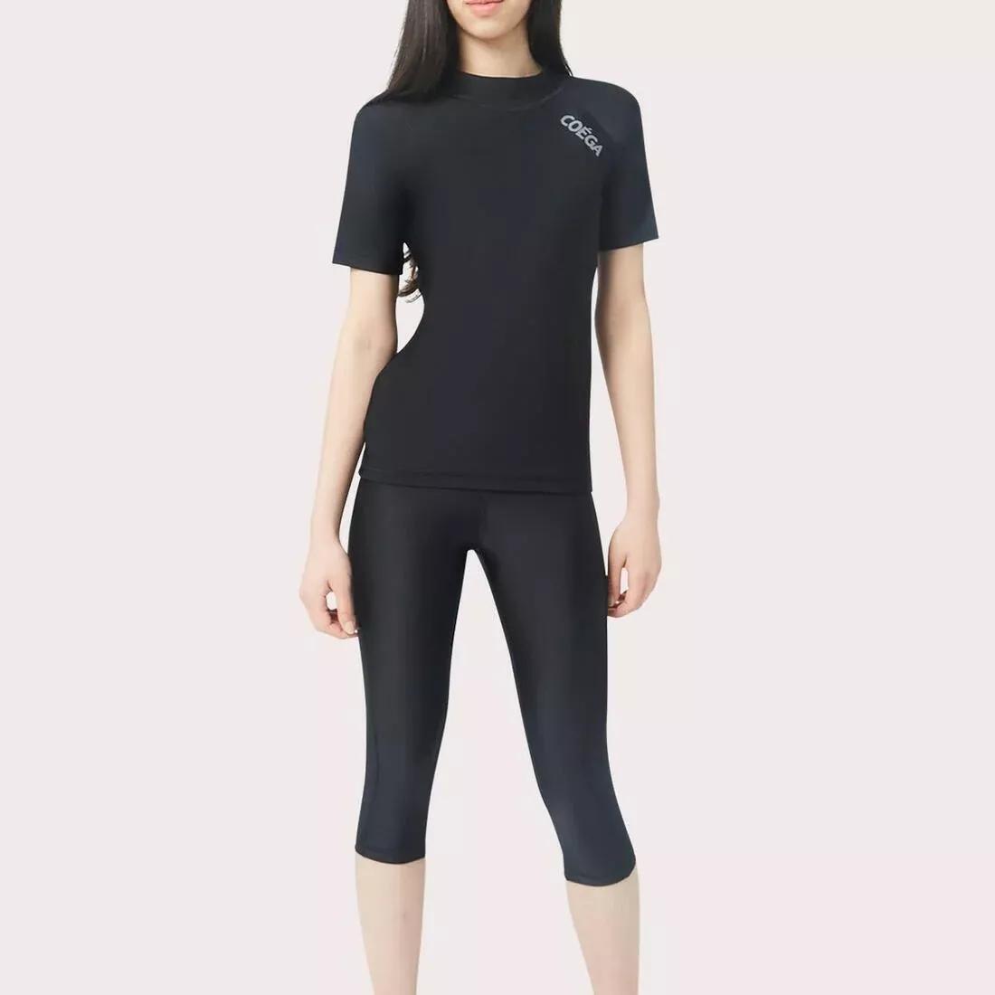Kids Girls  Youth Swim Tights - 3/4 length, Black, , large image number 3