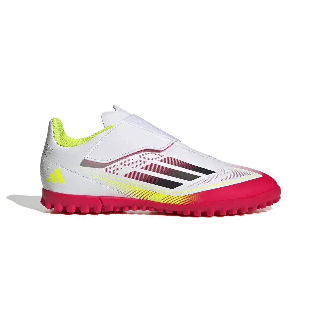 Unisex F50 Club Hook-and-Loop Turf Boots Kids, White, No Color, medium