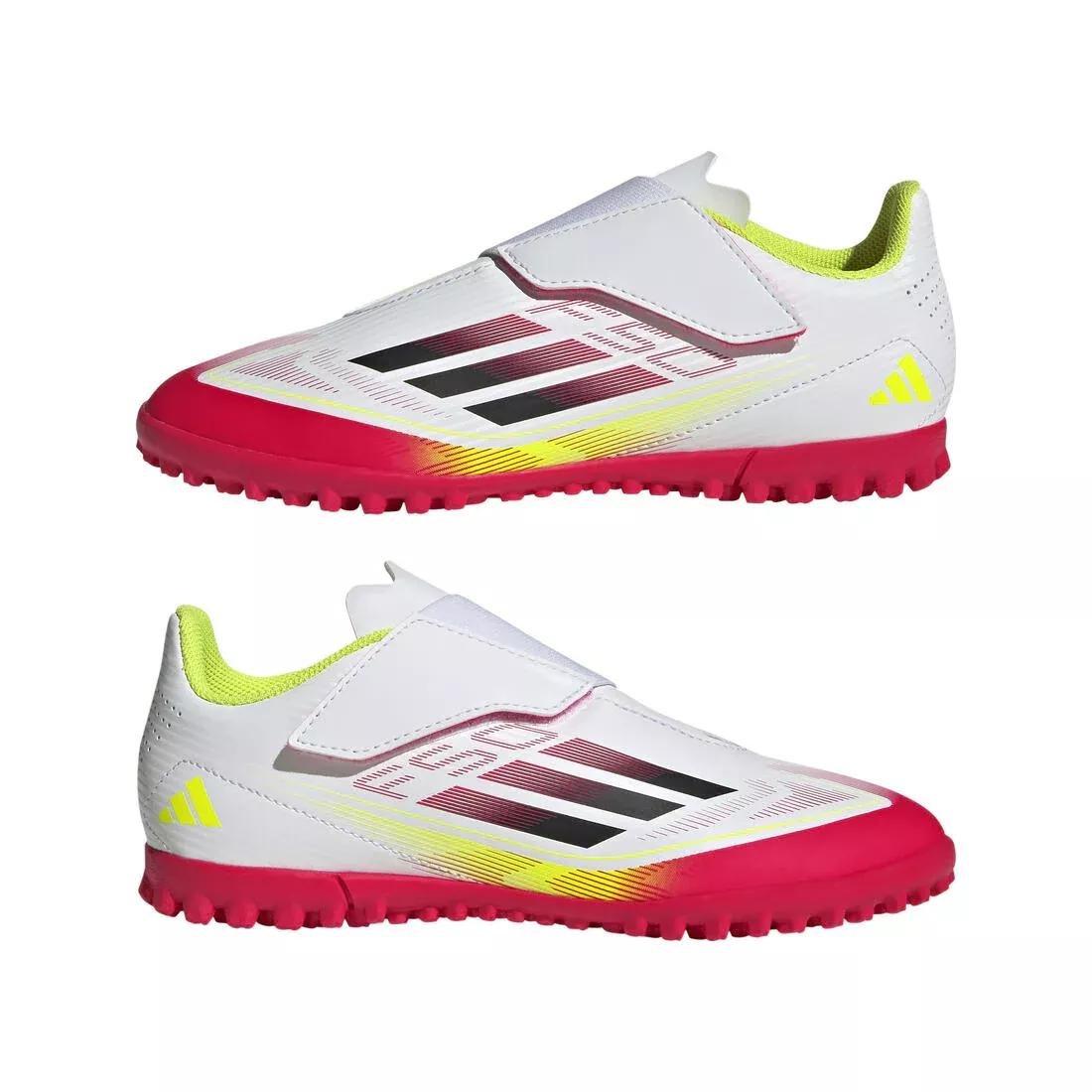 Unisex F50 Club Hook-and-Loop Turf Boots Kids, White, No Color, large image number 4