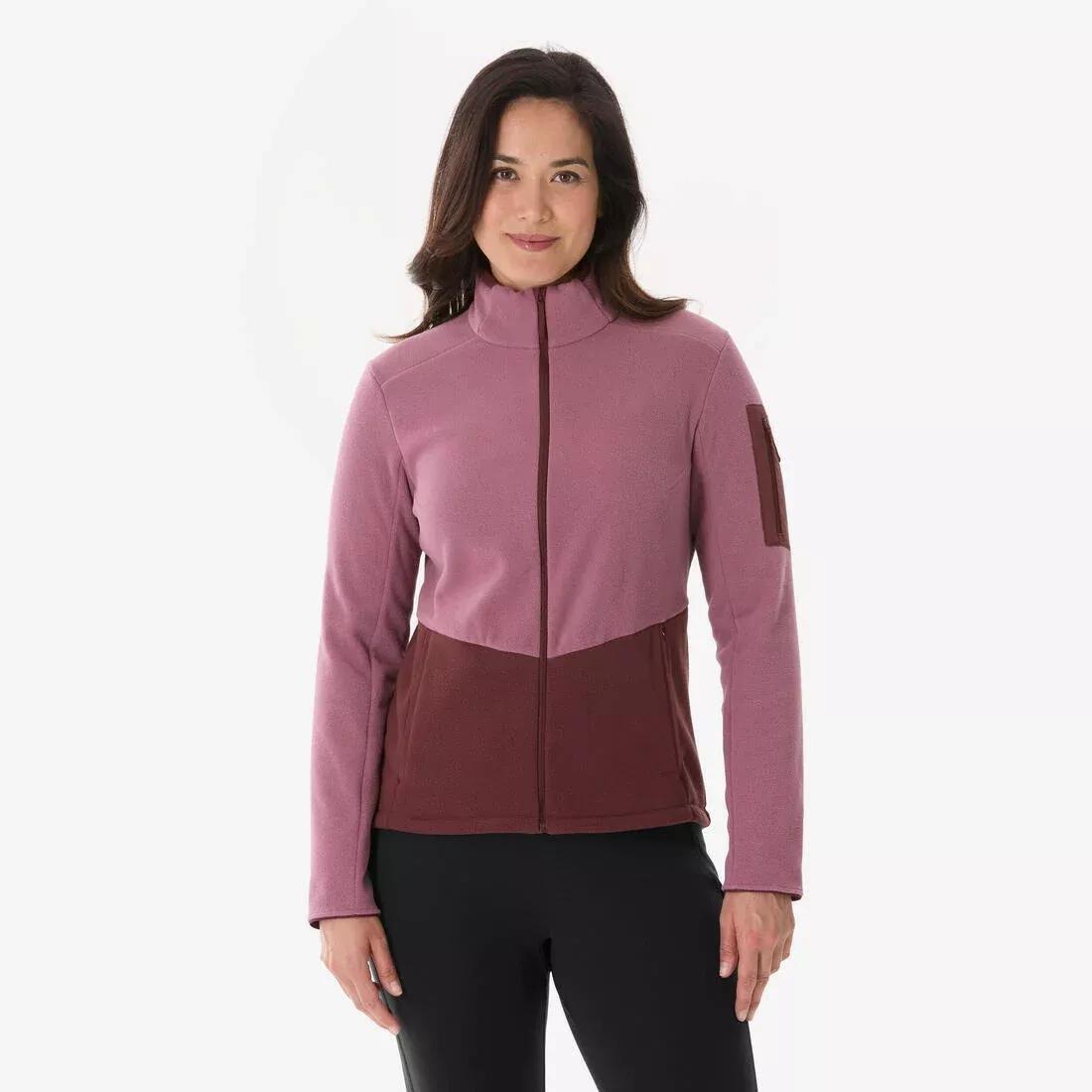 Women Hiking Fleece Jacket - MH500 Full-Zip, Purple, No Color, medium
