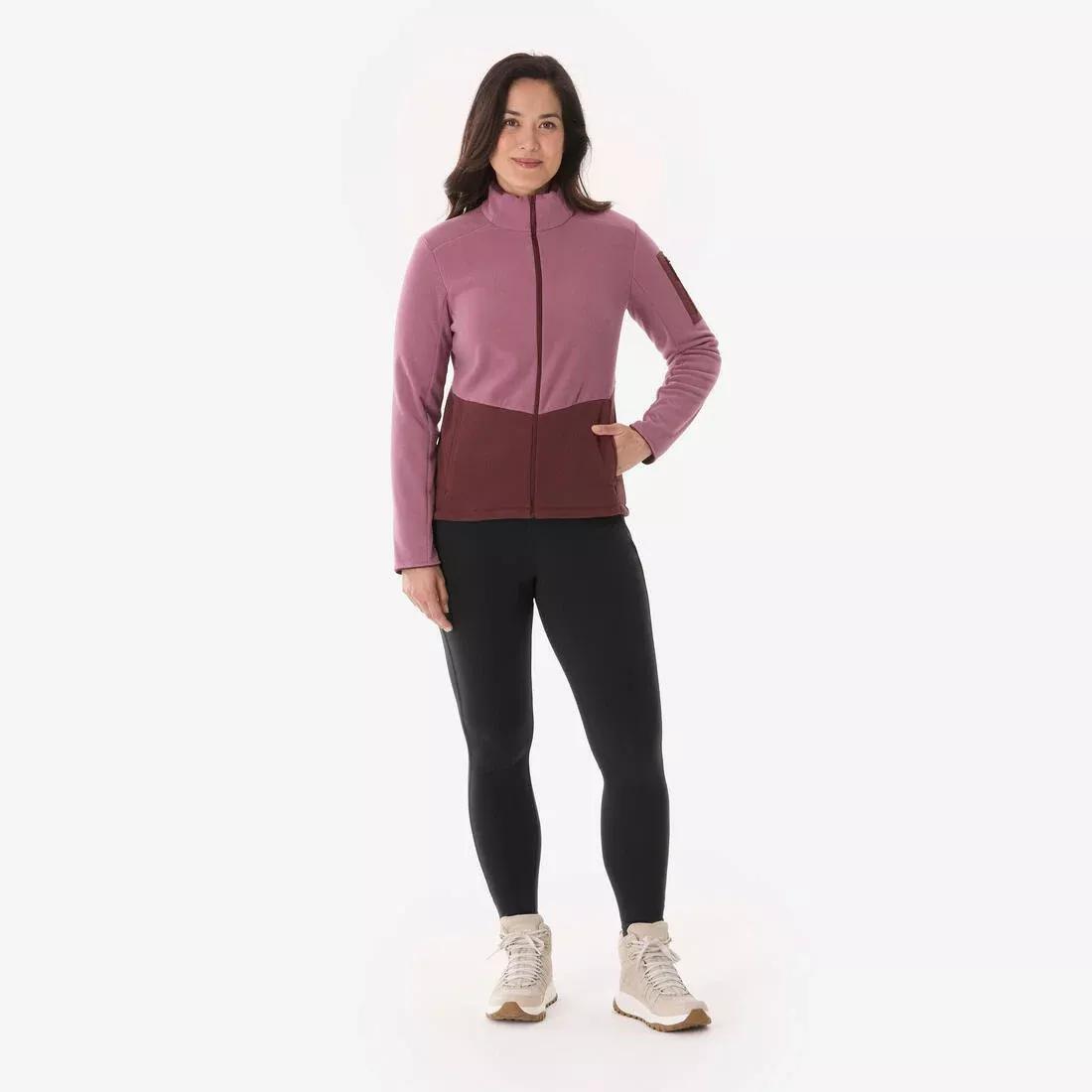 Women Hiking Fleece Jacket - MH500 Full-Zip, Purple, No Color, medium