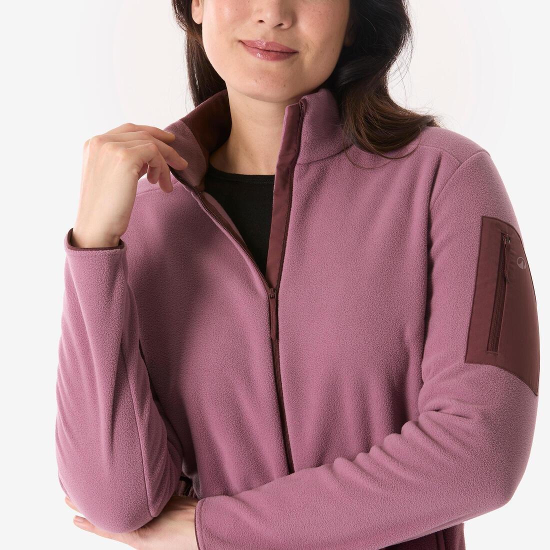 Women Hiking Fleece Jacket - MH500 Full-Zip, Purple, No Color, medium