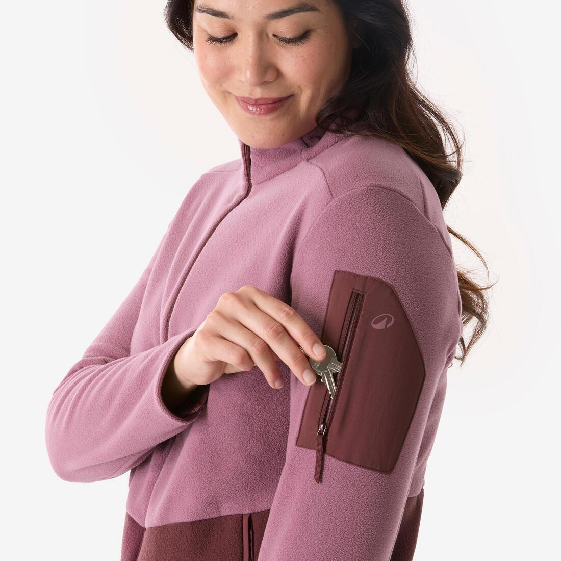 Women Hiking Fleece Jacket - MH500 Full-Zip, Purple, No Color, large image number 5