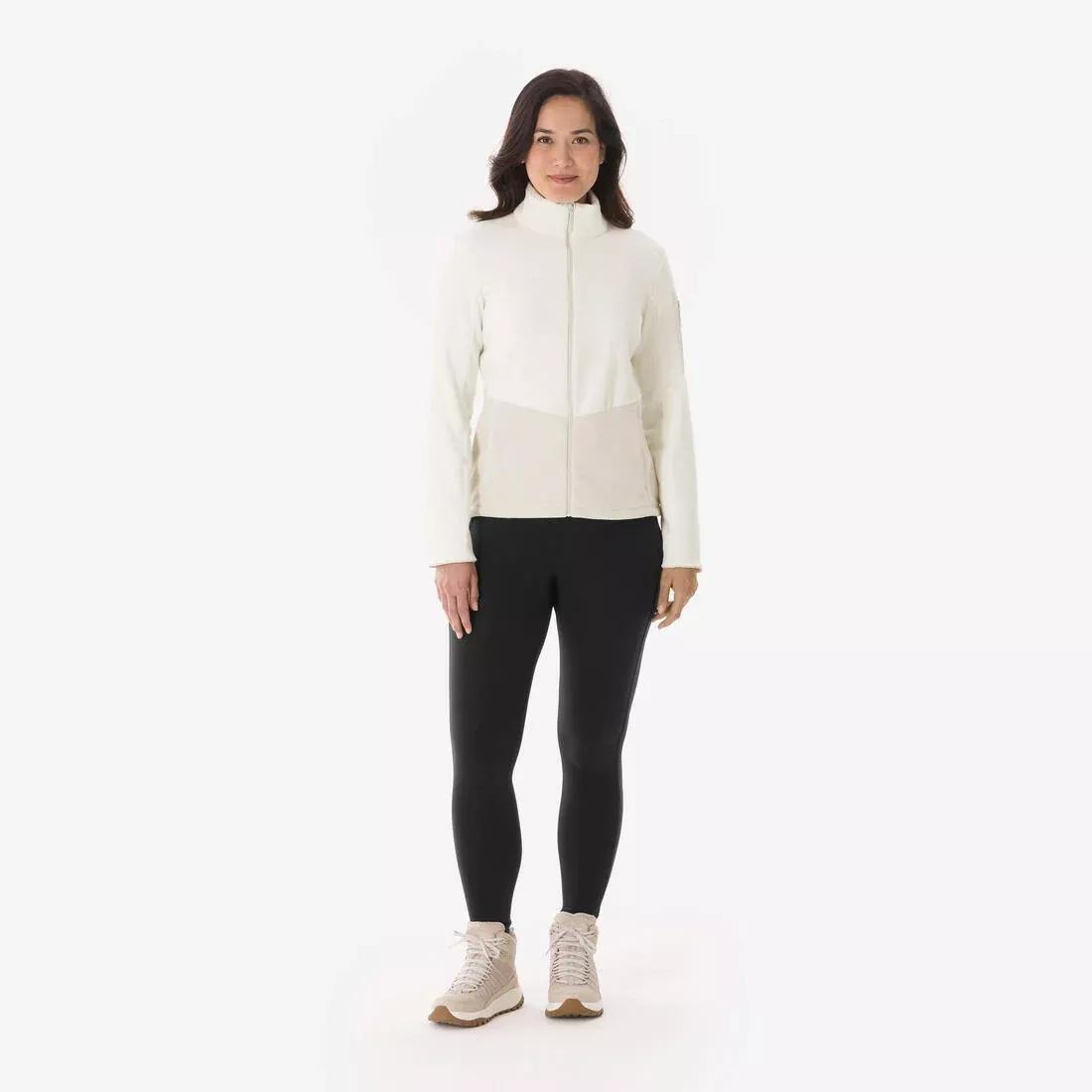 Women Hiking Fleece Jacket - MH500 Full-Zip, Beige, No Color, medium