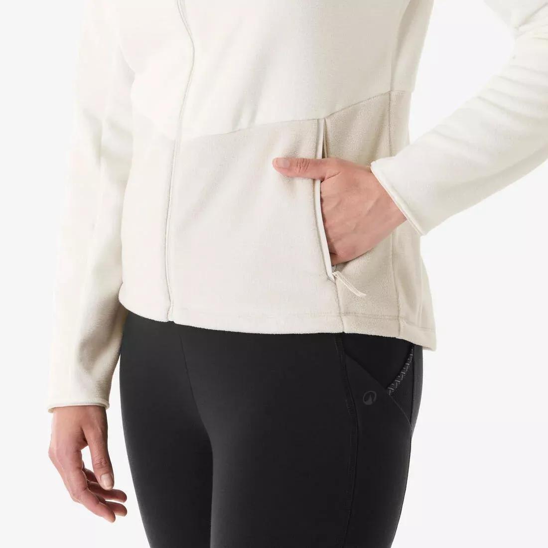 Women Hiking Fleece Jacket - MH500 Full-Zip, Beige, No Color, large image number 4