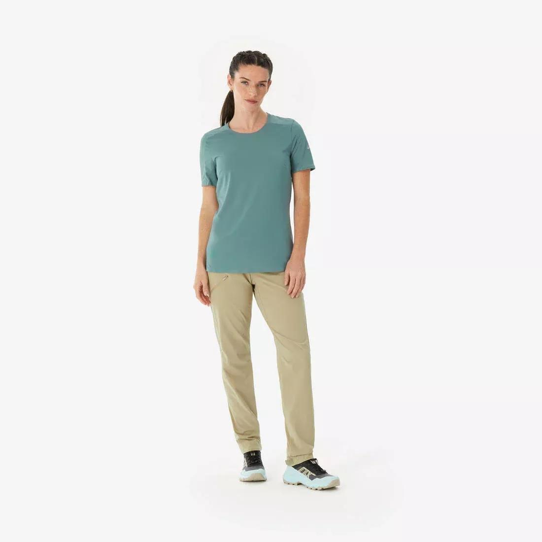 Women short-sleeved hiking T-shirt - MH500, Khaki, No Color, large image number 4
