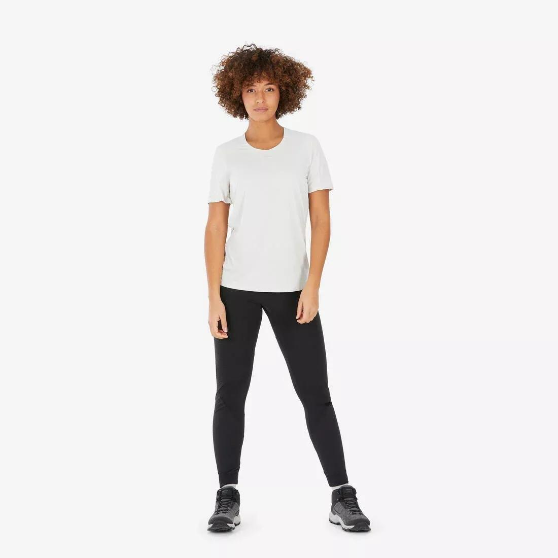 Women short-sleeved hiking T-shirt - MH500, Khaki, No Color, large image number 8