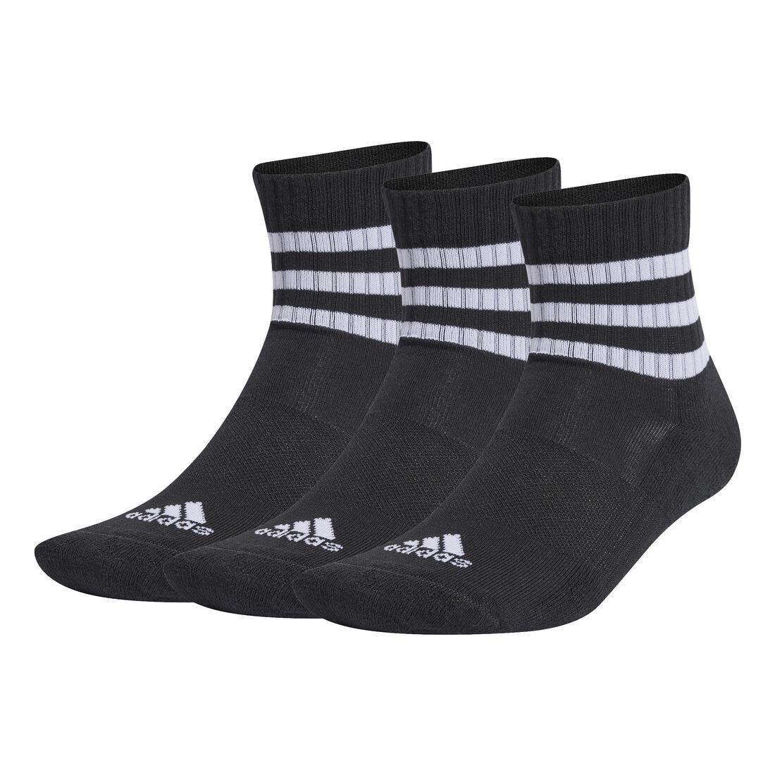 Unisex 3-Stripes Cushioned Sportswear Low-Cut Socks 3 Pairs, Black, No Color, medium